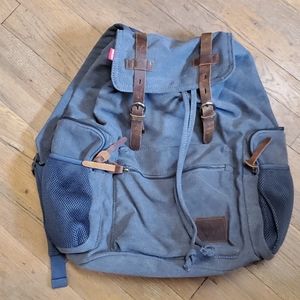 Canvas Backpack Vintage Look, Rucksack Grey